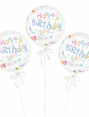 Happy birthday helium filled floating balloons set Of 3