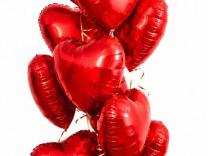 Red love heart foil balloons