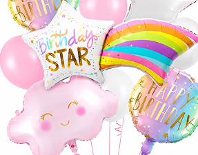 Birthday star set Of 8 helium balloons