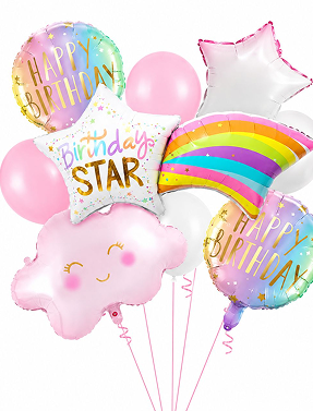 Birthday star set Of 8 helium balloons